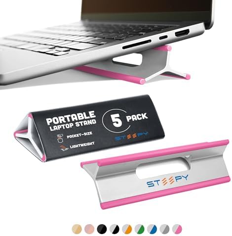 Steepy Portable Laptop Stand for Desk – Adjustable Height, & Portable Laptop Holder – Ergonomic Computer Stand for Cooling & Comfort – Slip-Proof, Sturdy Design – Universal Fit for 13-17 Inch Devices by Steepy