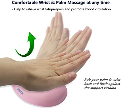 BRILA Ergonomic Memory Foam Mouse Wrist Rest Support Pad Cushion for Computer, Laptop, Office Work, PC Gaming - Massage Holes Design - Wrist Pain Relief (Pink Mouse Wrist Rest) - Image 6