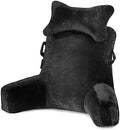 SLIGUY Reading Pillow-Bed Rest Pillow with Detachable Neck Roll & Higher Support Arm for Sitting in Bed Couch or Floor-Backrest Reading Pillow Adult Back Pillow for Reading/Watching TV/Gaming,Black by SLIGUY