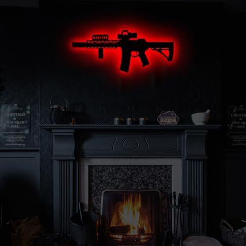 Gun Pistol Wall Light Man Cave Neon Sign 3D LED Silhouette Lamp 16 Colors Dimmable NightLight Christmas Birthday Valentine Gift for Men Boy Bedroom Game Room Bar Decor - Image 6