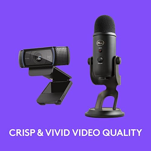Logitech C920x HD Pro Webcam, Full HD 1080p/30fps - Black w/Blue Yeti USB Microphone - Blackout - Image 4