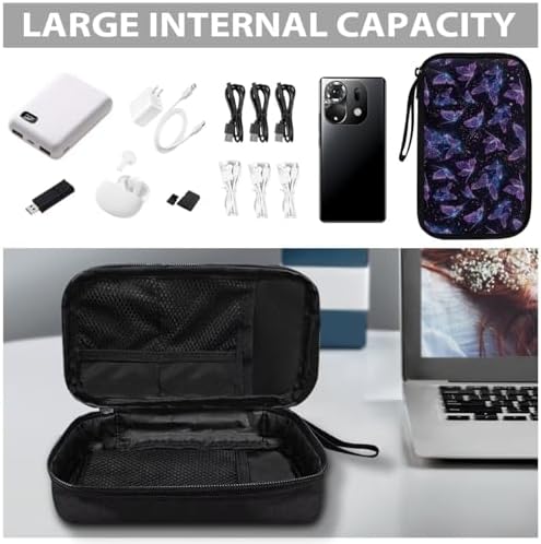 Glitter Butterfly Print Storage Bag Practical Earphone Bags Cable Organizer Bags Power Bank Bag Data Cables Storage Pouch Headset Organizing Pouch Multipurpose Bags - Image 7
