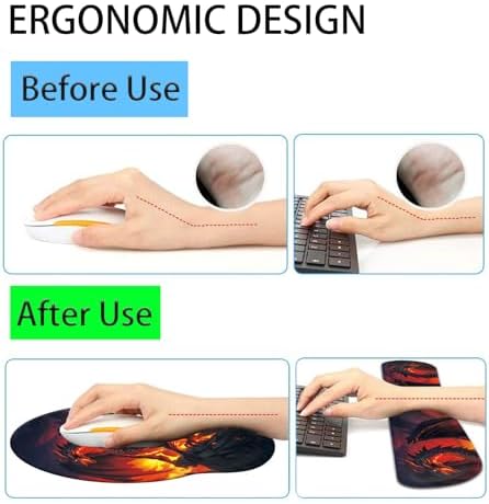 Keyboard Wrist Rest and Mouse Pad Wrist Support Set with Coasters,Ergonomic Gaming Mousepad for Home Office Working Studying Easy Typing & Pain Relief,Fire Dragon - Image 3