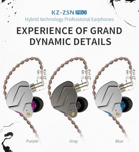 KZ ZSN Pro Dual Drivers 1BA 1DD in Ear Earphones HiFi Power Bass Earbuds Headphones High Clarity Sound Wired Earphones with Detachable Cable for Audiophile Musician - Image 4