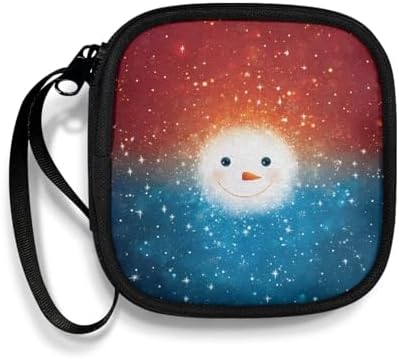 Christmas Snowman Face Headphones Carrying Case, Protective Shell Travel Bag for Cable, Charger Storage for Earphone, Earbud, Earpieces Headphone Bag Travel by Unknown