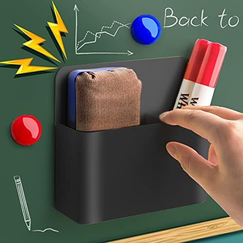 noonebutyou 2 Pcs Magnetic Marker Holder Dry Erase Marker Holder Wall Mount Self Adhesive Pen Holder Magnetic Marker Cup Holders for Whiteboard, Fridge, Home Office School (Black - Image 2
