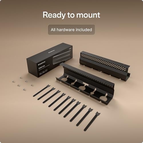 Desktronic Cable Duct Desk Black Set of 2 - Stainless Steel Cable Management Desk Cable Duct with 5 Cable Cut-Outs - Easy to Install Cable Organiser - Cable Holder - Image 6