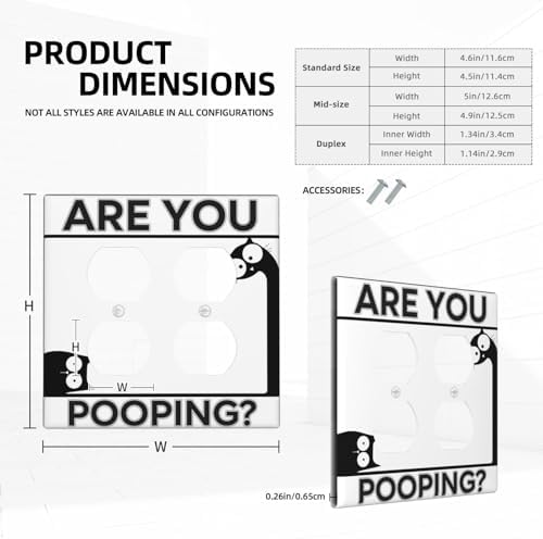 Decorative Switch Plate Covers Funny Bathroom Art with Are You Pooping 2-Gang Duplex Light Switch Covers Gfci Wall Plate Electrical Receptacle Switchplate Plug Faceplate for Country Decor - Image 5