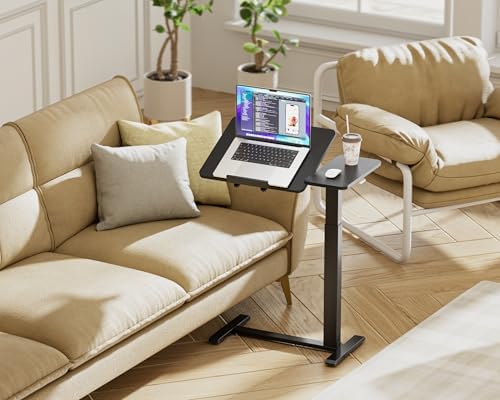 Ywin Medical Overbed Table with Wheels, Lift 27-43in, Black - Image 2