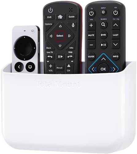 TotalMount Drop-Free Remote Holder – Removable Adhesive Strips – L White by TotalMount