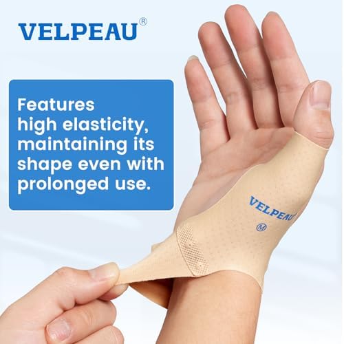 Velpeau 2pcs Durable Thumb Compression Sleeve for Tendonitis, Khaki, L - Image 3