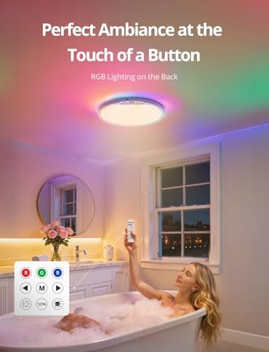 Combuh Wireless Shower Light Waterproof Battery Ceiling Lamp with Remote - Image 7