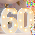 Pooqla 60th Birthday Decoration for Her Him, Decorative LED Light Up Numbers, Marquee Numbers 60 Sign for Party Backdrop 60th Wedding Anniversary Decor Gift, Warm White and Colorful Number 60 by Pooqla