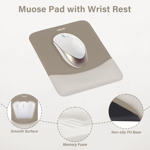MOSISO Wrist Rest Support Mouse Pad & Keyboard Set, Bronze Brown | Rectangular Ergonomic Mousepad, Non-Slip Base, Home/Office Pain Relief & Easy Typing, Neoprene Cloth & Raised Silicone Lining - Image 3