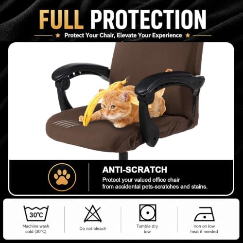 Stretch Computer Office Chair Cover with Durable Zipper - Universal Washable Removable Spandex Rotating Boss Chair Slipcovers - Anti-dust Soft Desk Chair Seat Protector for Dogs, Cats, Pets - Image 5
