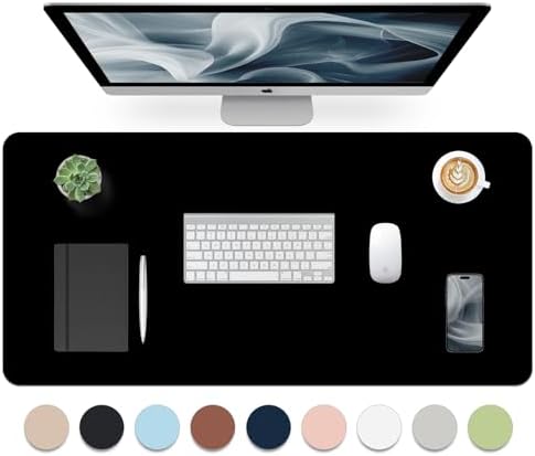Bloss Leather Desk Pad, Non-Slip Desk Mat, Waterproof Large Mouse Pad, Mouse Mat, Computer Mat for Desk Easy Clean for Office/Home(Black, 35.4" x 15.7") by Bloss
