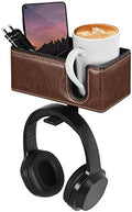 Under Desk Cup Holder Clamp on Cup Holder PU Leather Clip on Desk Organizer by Aurynns
