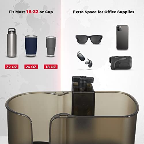KEMIMOTO 2-in-1Desk Cup Holder, for Most 18-32 oz Bottles, Brown - Image 3