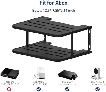 Black Projector Wall Shelf/Floating Under TV Game Double Shelf Stand for Xbox, Router/Entertainment Center, Projector Holder Accessories - Image 2