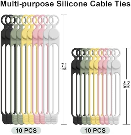 20Pcs Silicone Cable Ties, Cord Organizer Cable Management-2Sizes - Image 7