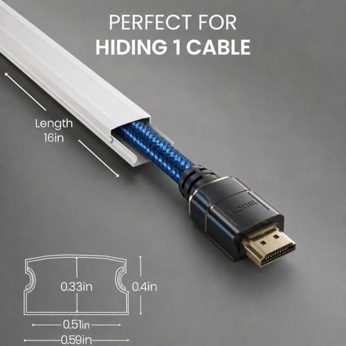 EVEO Cable Hider - 300” One-Cord Cable Raceway Wire Hider for Cable Concealer Cord Hider Cord Cover Wall Cable Hider. Wire Hiders TV on Wall. Cable Management, Cord Hider (White, Small) - Image 2