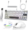 ATTACK SHARK X11&X60HE Mechanical Wireless Gaming Combo,Rapid Trigger Magnetic Switches 8K Keyboard,59g Ultra-Light Mouse with Charging Dock, 22K DPI,PAW3311,RGB Backlit 3-Mode with Coiled Cable-White by MAMBASNAKE
