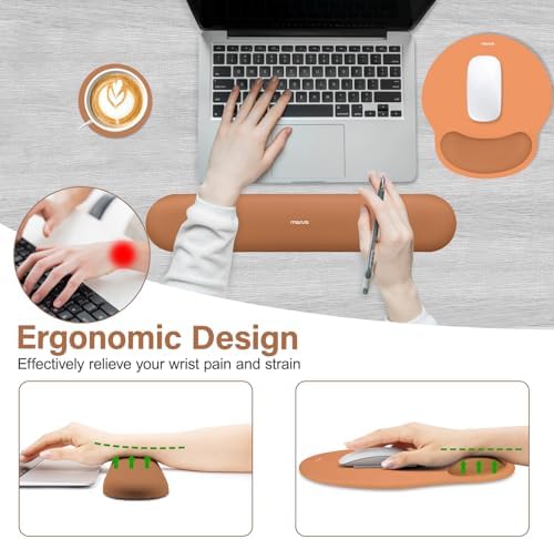 MOSISO Wrist Rest Support for Mouse Pad&Keyboard Set, Cosmic Orange - Image 3
