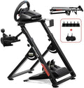 GTPLAYER Sim Racing Wheel Stand Simulator Cockpit Wheel Stand fit for Logitech G25 G27 G29 G920 G923 Thrustmaster T330TS Gaming Stand Wheel Pedals NOT Included, Deep Black With Cup Holder by GTPLAYER
