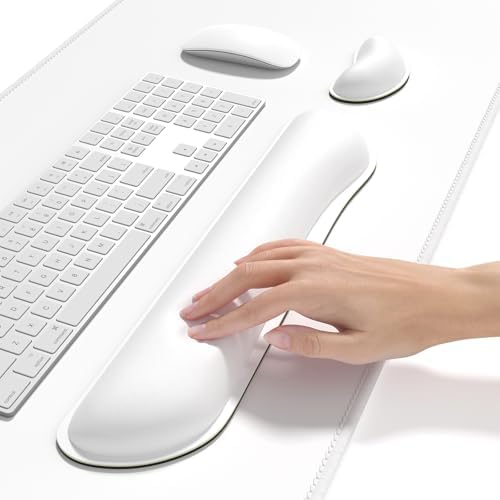 Dapesuom Keyboard Wrist Rest Mouse Pad Set, 4Pcs Extended Large XXL Gaming Mousepad + Mouse Wrist Cushion + Memory Foam Keyboard Wrist Support + Cup Coaster, White 31.5x15.7in Desk Pad for Home Office - Image 6