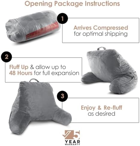 Nestl Reading Pillow for Kids & Teens with Shredded Memory Foam, Backrest Pillows for Reading, Watching, and Gaming, Use on The Couch, Bed, or Floor, Adjustable Support with Washable Cover Grey - Image 2