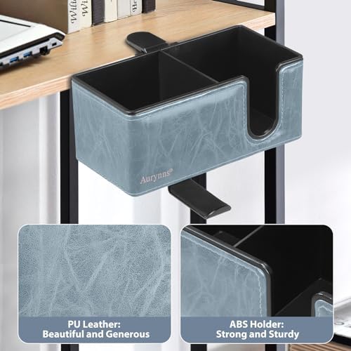 Under Desk Cup Holder Clamp on Cup Holder PU Leather Clip on Desk Organizer - Image 4
