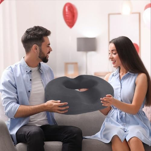 BlissTrends Donut Pillow Seat Cushion, Memory Foam Lifting Cushions | Donut Chair Cushions for Postpartum Pregnancy&Hemorrhoids,Tailbone Pain Relief Cushion for Office&Home Chairs(XX-Large, Gray) - Image 7