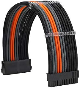 Formulamod PSU Cable Extension Kit 18AWG Sleeved, 24 Pin ATX + 8 Pin EPS + Dual 8 Pin PCI-E, Custom PC Cable Extensions with Combs for Clean Cable Management & Gaming PC Build (Black Orange Grey) - Image 3