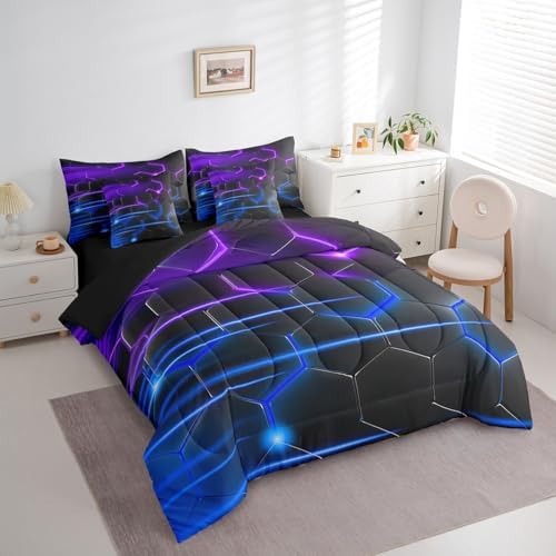 Feelyou Honeycomb Bedding Set Geometrical King Comforter Set with Sheets - Image 3