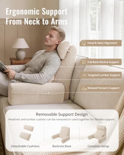 Blissful Diary Reading Pillow with Adjustable Neck & Lumbar Support, 21" - Image 2