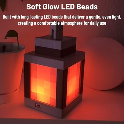 Pixel Lantern Night Light - 16 Color Changing LED Mood Light with Remote Control, Desk & Wall Mountable, Dimmable Timer for Bedroom, Nursery, Gaming Room Decor Gift 1 Pcs - Image 5