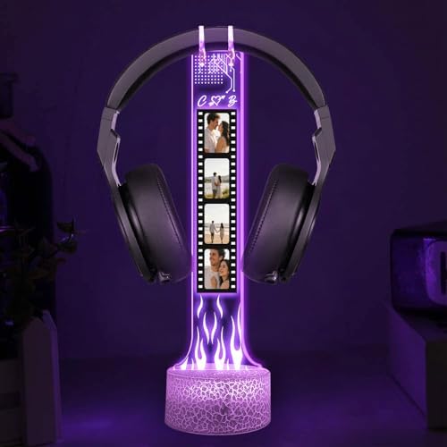 Personalized RGB LED Headphone, Custom Couple Photo Headset Holder, Gaming Decor Gift for Boyfriend, Valentines Day Gift for Him, Custom Couple Gifts, Gifts for Gamers, Photo Headphone - Image 5