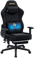 Gaming Chair with Massager 165° Reclining Computer Chair Suede Fabric-Black | Ergonomic Video Game Cahirs for Adults High Back Gamer Chair with Footrest Pocket Spring Silla Gamer with Lumbar Support by HOFFREEOfficial