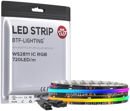 BTF-LIGHTING 3.28FT WS2811 Smart IC RGB DC12V FCOB COB LED Strip Light by BTF-LIGHTING