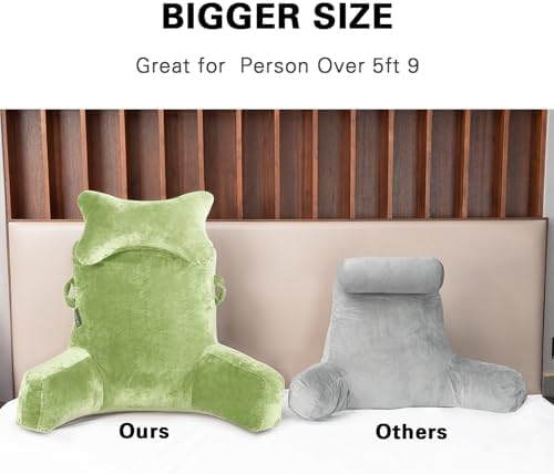 SLIGUY Reading Pillow-Bed Rest Pillow with Detachable Neck Roll & Higher Support Arm for Sitting in Bed Couch or Floor-Backrest Reading Pillow Adult Back Pillow for Reading/Watching TV/Gaming,Green - Image 4