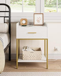 Masupu Nightstand with Charging Station,3-Tier Modern Bedside Night Stand with Storage Drawer and Shelf,Small End Side Table for Bedroom,Living Room,White by Masupu