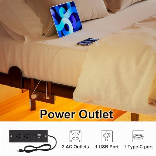 AGXI Full Size Bed Frame with Headboard, 14 Inch Floating Bed with Smart LED Lights and USB Charging Station, Easy Assembly, No Box Spring Needed - Image 5