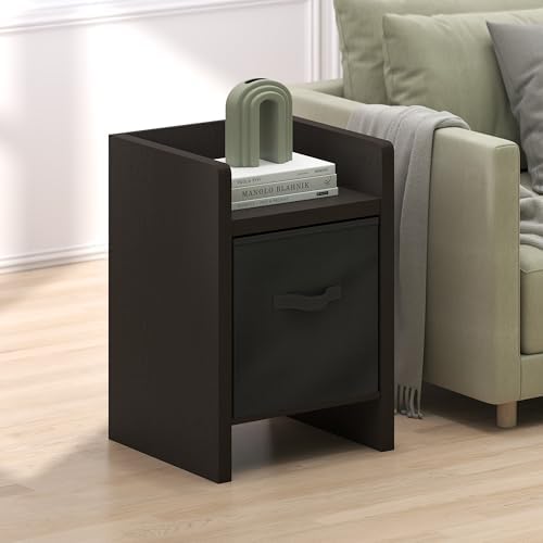 Furinno Viola Side Table, End Table with Storage Bin, Dark Oak - Image 2