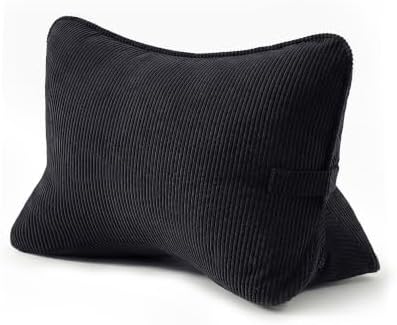Pat. Pend. Corduroy Lumbar Support Pillow for Sitting, Triangle Cushion for Sofa, Couch or Bed, Reading Pillow for Gaming, Watching TV & Relaxing, Lamp Black by Ailuteie