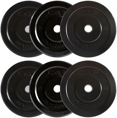 CAP 2-inch Olympic Bumper Plate Weight Set | 100-370 lbs | Multiple Colors | Storage Rack Optional by CAP