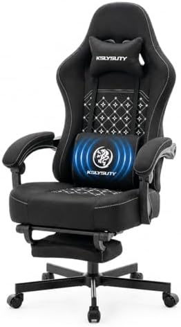 Office Desk Computer Gaming Chair for Adults, Ergonomic High Back Gamer Chair with Massage and Pocket Spring Cushion, Swivel Comfy Video Game Chairs with Footrest and Lumbar Support (Pro Black) by Wismestr