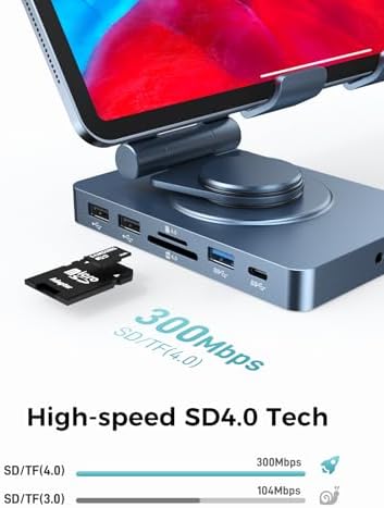 NEWQ iPad Docking Station Stand, 11-in-1 Adapter with 4K@120Hz HDMI, 10Gbps USB Ports, SD/TF 4.0 Reader, RJ45, Audio, for Tablets, Steam Deck, ROG Ally, Legion Go, Msi Claw(with 65W Adapter) - Image 6