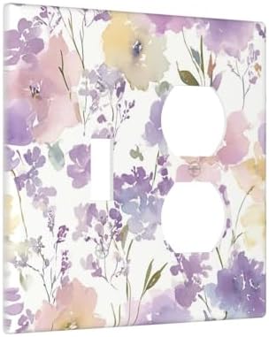 Decorative Outlet Covers Purple Floral Watercolor Wildflower 2 Gang Combination 1 Toggle/1 Duplex Light Switch Cover Gfci Wall Plate Electrical Receptacle Switchplate for Bedroom Decor - Image 2