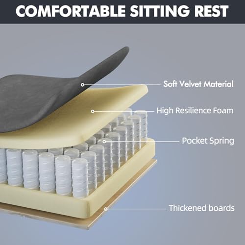 Ferghana Velvet Fabric Gaming Chair - 20.5″ Wider Seat Cushion, Fire Embroidery, Ergonomic High Back Game Chair with Footrest | Computer Chair with Massage Lumbar Support for Adult, Gray - Image 6