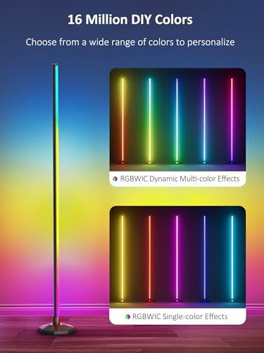 RGB Corner Floor Lamp：Uocub 16 Million DIY Colors & 68+ Scene LED Smart Modern Floor Lamp with Timing, Music Sync, App and Remote Control Standing Lamp for Living Room - Image 2